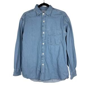Unisex Japan Exclusive Uniqlo 100% Cotton Denim Long Sleeve Button Down- Medium